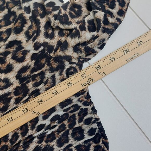 Farm Rio Natural Skin Cream Jersey Blouse Women's Large Animal Print Ruched Top - Picture 9 of 10